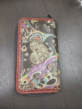Sakroots Multicolor Glitter Heart Zip-Around Wallet